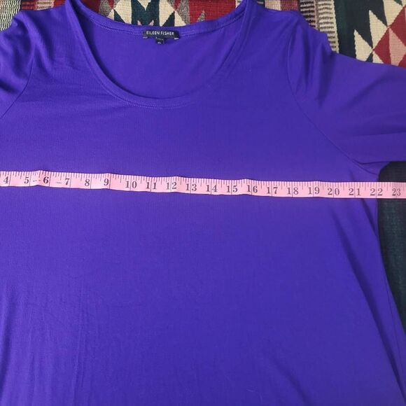 Eileen‎ Fisher Scoop Neck Long Sleeve Flowy Stretchy Dress Sz XL Blue Violet - Picture 4 of 5